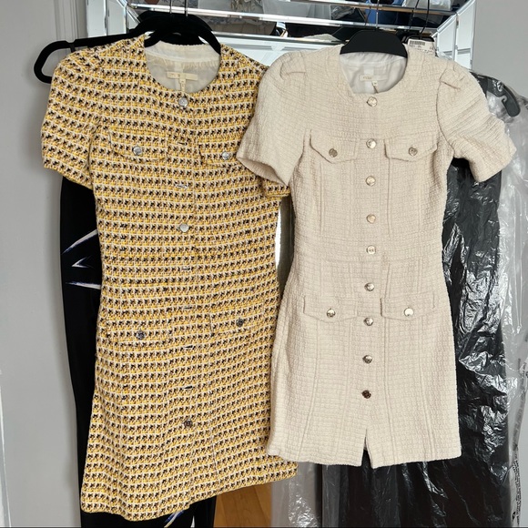 Maje Rill Yellow Tweed Button Down Dress Size 36 | Excellent Condition - Picture 4 of 5